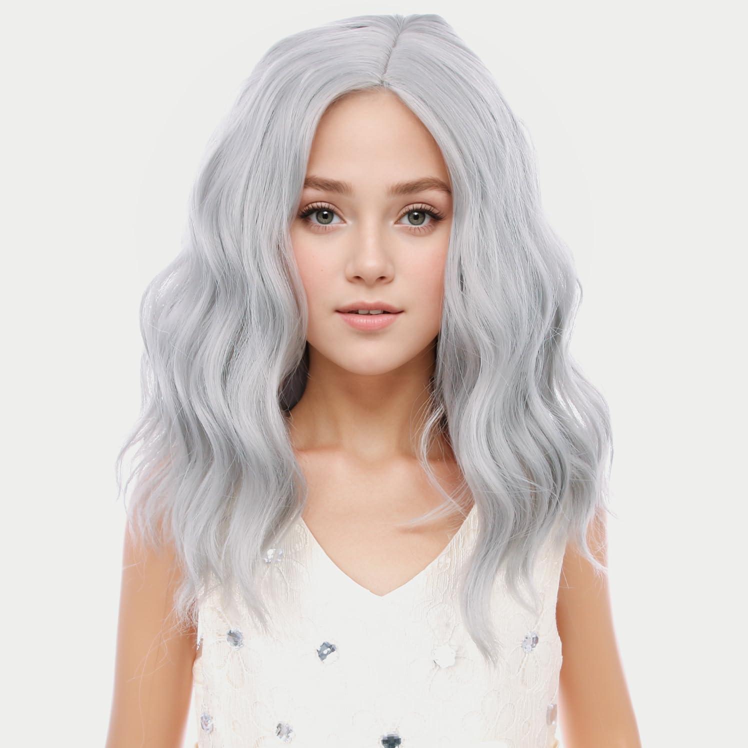 imageKids Flame Fire Wig Child Short Ombre Orange Wig for Girls Cosplay Halloween Party Costume Synthetic WigsSilver White