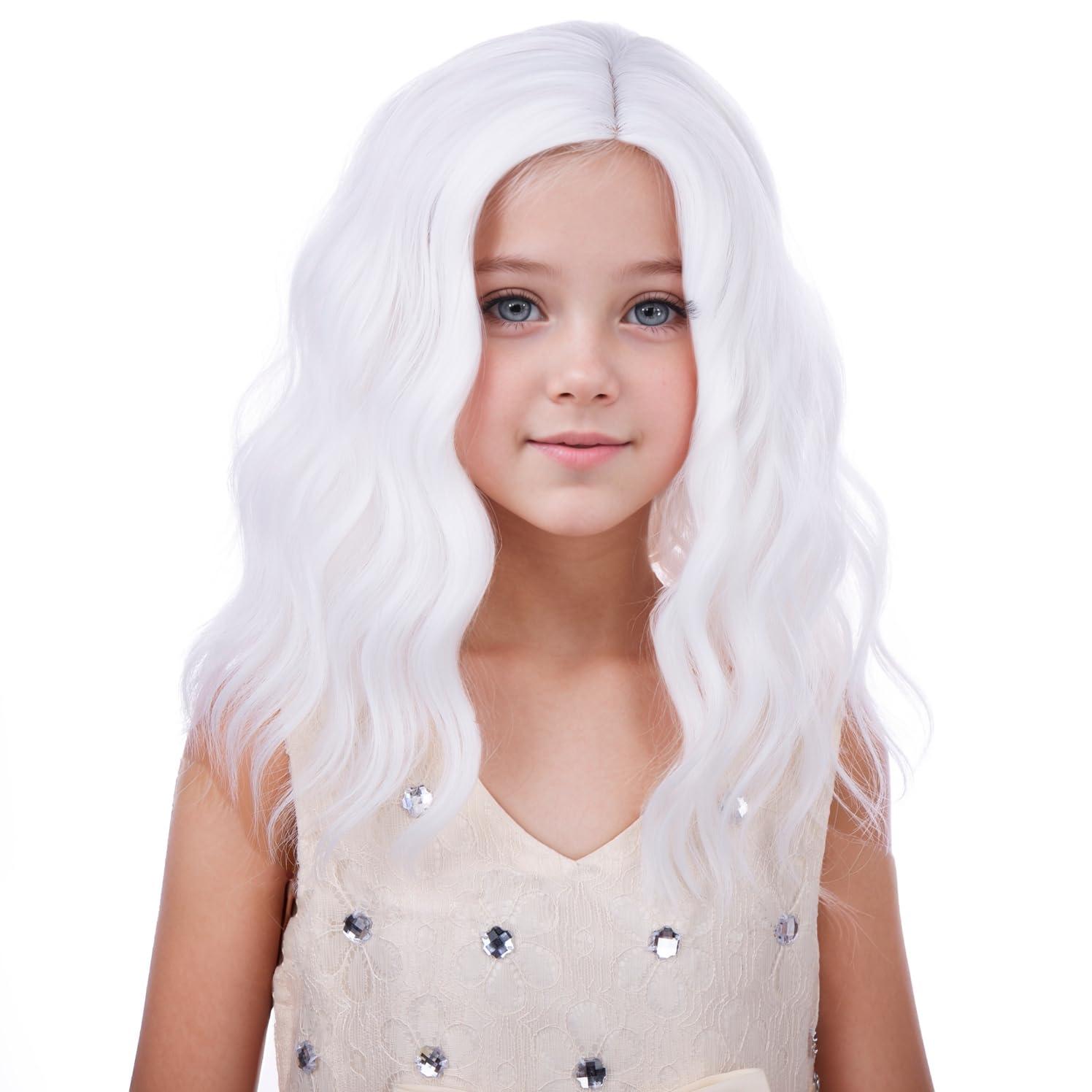 imageKids Flame Fire Wig Child Short Ombre Orange Wig for Girls Cosplay Halloween Party Costume Synthetic WigsWhite