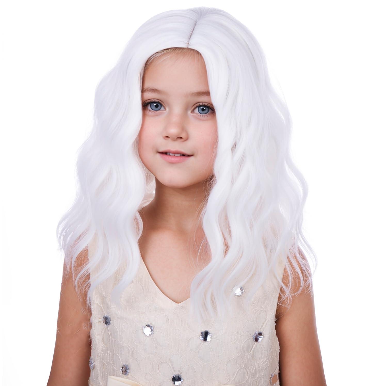 imageKids Flame Fire Wig Child Short Ombre Orange Wig for Girls Cosplay Halloween Party Costume Synthetic WigsWhite