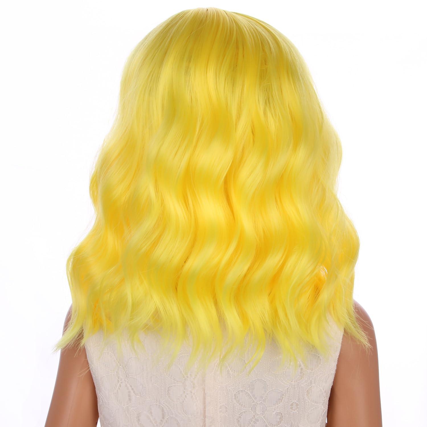 imageKids Flame Fire Wig Child Short Ombre Orange Wig for Girls Cosplay Halloween Party Costume Synthetic WigsYellow