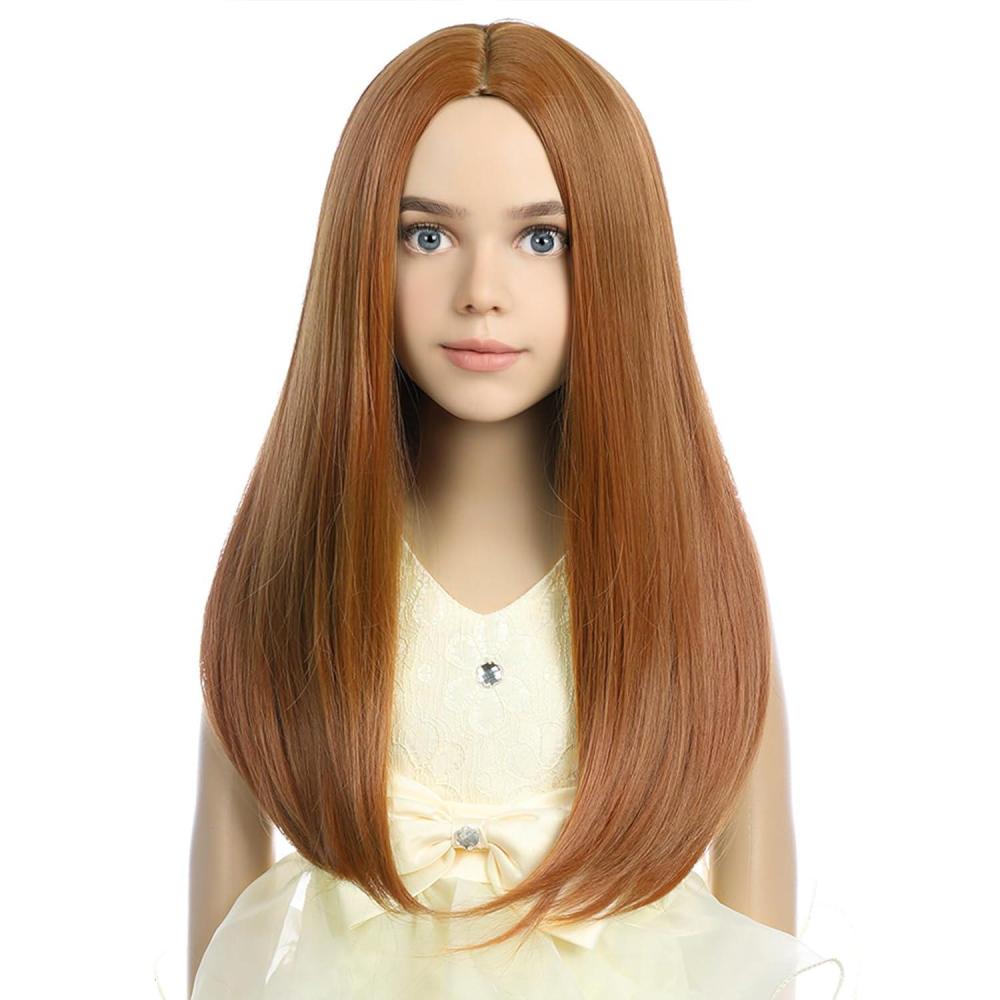 imageKids Black Wig Long Straight Black Wig for Gilrs Child Black Wigs Heat Resistant Synthetic Cosplay Halloween Wigs BlackOrange