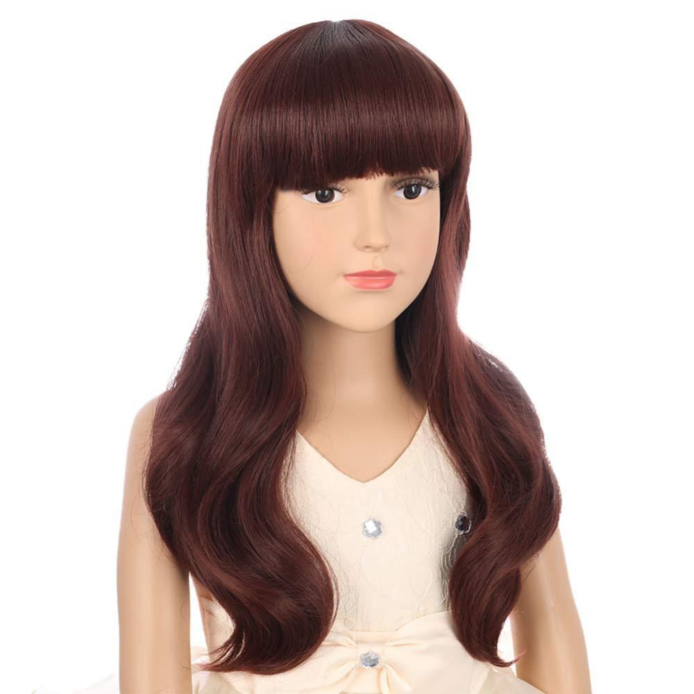 imageKids Black Wig Long Straight Black Wig for Gilrs Child Black Wigs Heat Resistant Synthetic Cosplay Halloween Wigs BlackRed Brown
