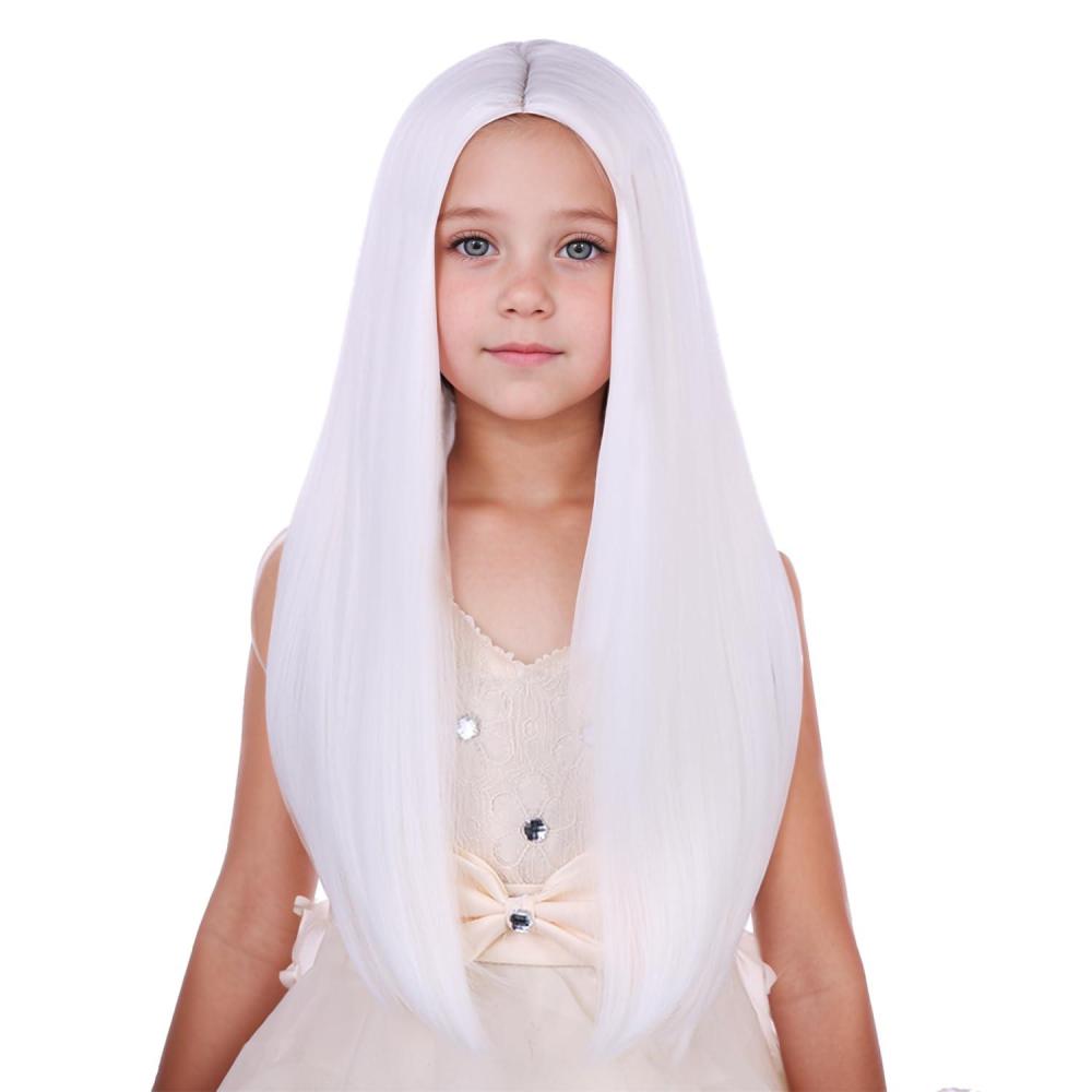 imageKids Black Wig Long Straight Black Wig for Gilrs Child Black Wigs Heat Resistant Synthetic Cosplay Halloween Wigs BlackWhite