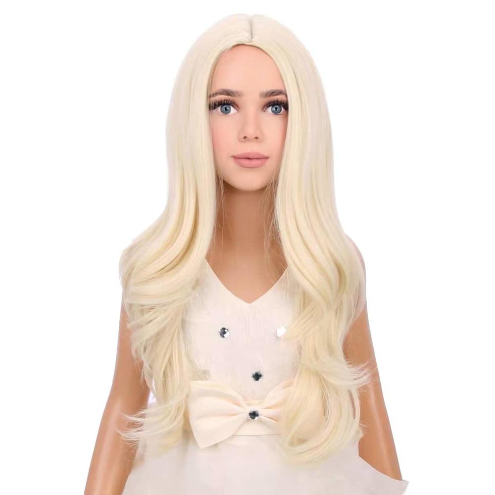 imageKids Blue Wig Long Wavy Child Wig Light Blue Wig for Kids Heat Resistant Synthetic Hair Cosplay Costume Girls Wig Mixed BlueLight Blonde