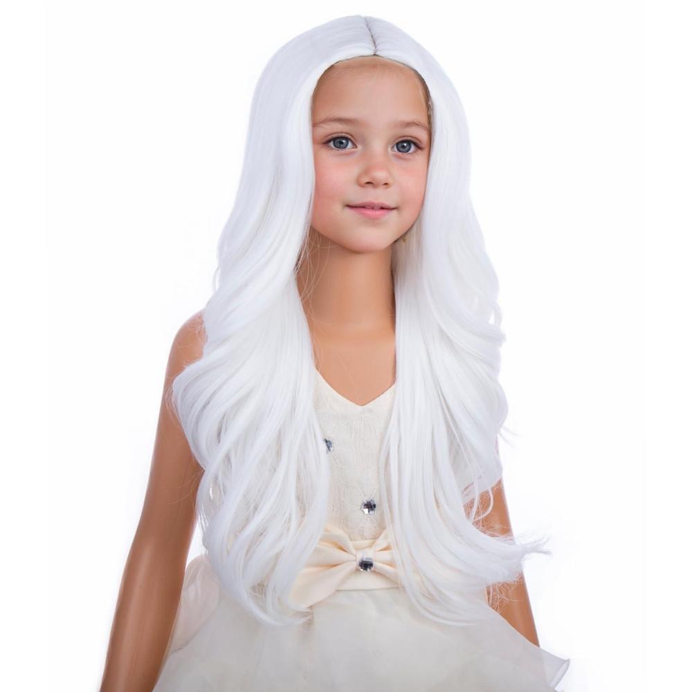 imageKids Blue Wig Long Wavy Child Wig Light Blue Wig for Kids Heat Resistant Synthetic Hair Cosplay Costume Girls Wig Mixed BlueWhite