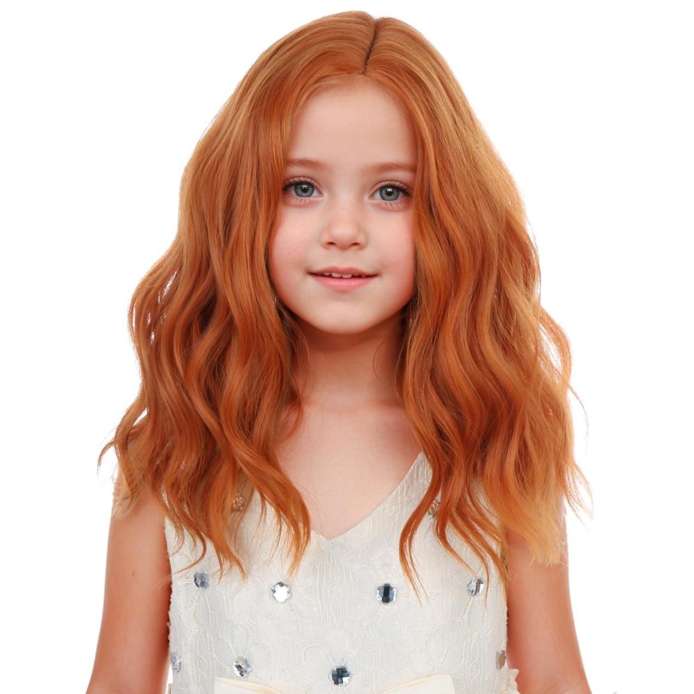 imageKids Flame Fire Wig Child Short Ombre Orange Wig for Girls Cosplay Halloween Party Costume Synthetic WigsGinger