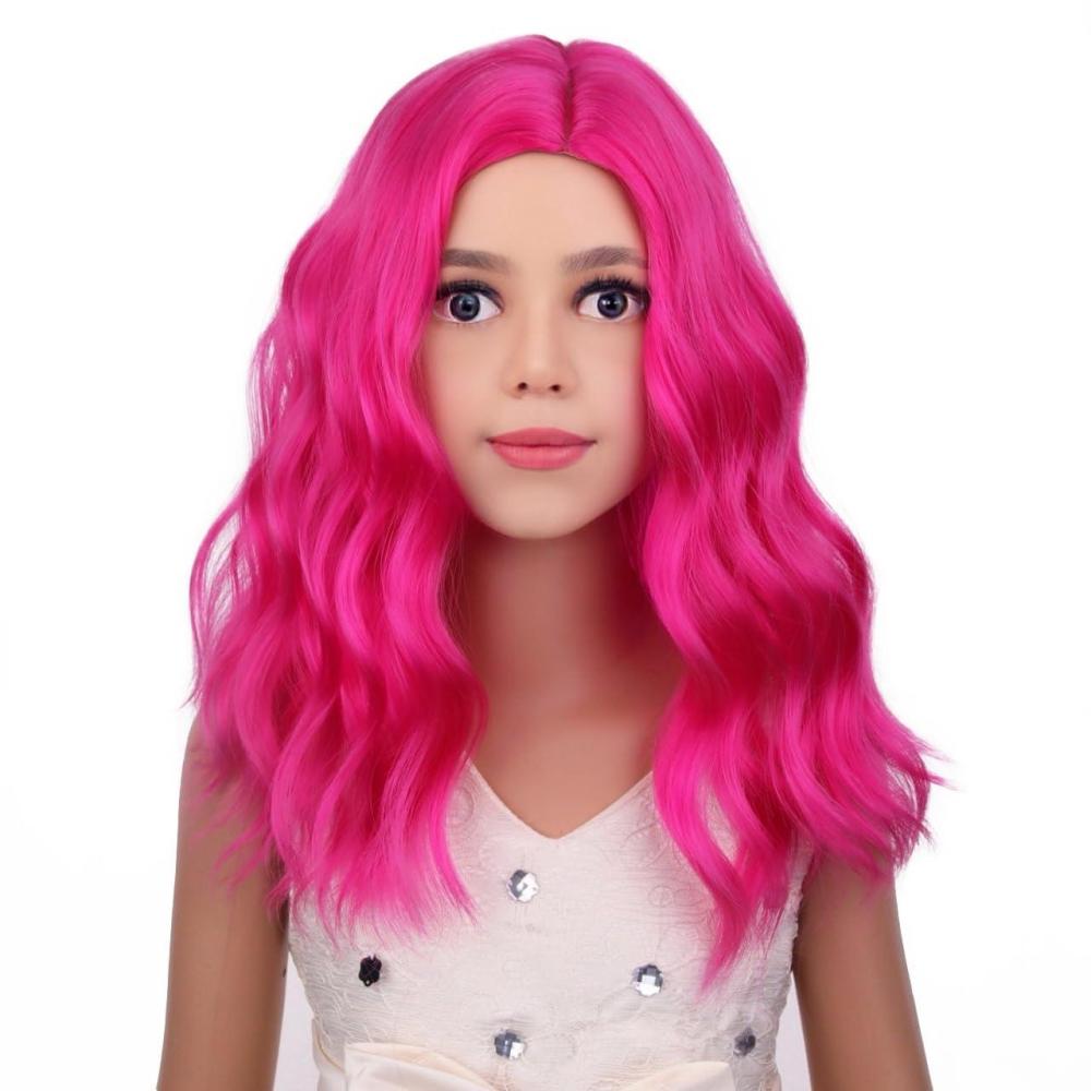 imageKids Flame Fire Wig Child Short Ombre Orange Wig for Girls Cosplay Halloween Party Costume Synthetic WigsHot Pink