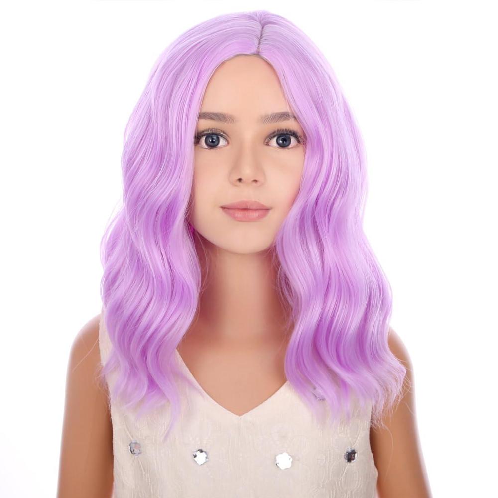 imageKids Flame Fire Wig Child Short Ombre Orange Wig for Girls Cosplay Halloween Party Costume Synthetic WigsPurple