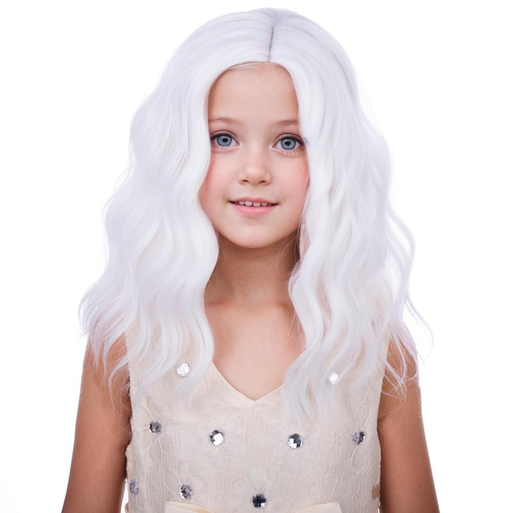 imageKids Flame Fire Wig Child Short Ombre Orange Wig for Girls Cosplay Halloween Party Costume Synthetic WigsWhite