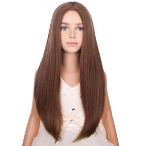 Kids Black Wig Long Straight Black Wig for Gilrs Child Black Wigs Heat Resistant Synthetic Cosplay Halloween Wigs (Black)(Brown)