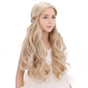 Kids Blue Wig Long Wavy Child Wig Light Blue Wig for Kids Heat Resistant Synthetic Hair Cosplay Costume Girls Wig (Mixed Blue)(Blonde)