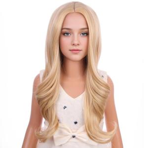 Kids Blue Wig Long Wavy Child Wig Light Blue Wig for Kids Heat Resistant Synthetic Hair Cosplay Costume Girls Wig (Mixed Blue)(Golden)