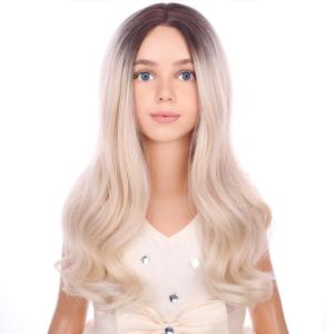Kids Blue Wig Long Wavy Child Wig Light Blue Wig for Kids Heat Resistant Synthetic Hair Cosplay Costume Girls Wig (Mixed Blue)(Ombre Blonde)