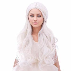 Kids Blue Wig Long Wavy Child Wig Light Blue Wig for Kids Heat Resistant Synthetic Hair Cosplay Costume Girls Wig (Mixed Blue)(Platinum Blonde)