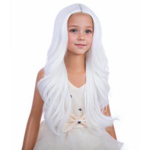 Kids Blue Wig Long Wavy Child Wig Light Blue Wig for Kids Heat Resistant Synthetic Hair Cosplay Costume Girls Wig (Mixed Blue)(White)