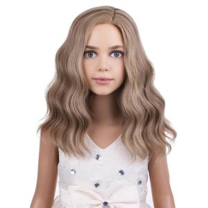 Kids Flame Fire Wig Child Short Ombre Orange Wig for Girls Cosplay Halloween Party Costume Synthetic Wigs(Brown Blonde)