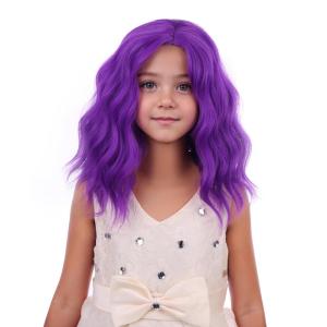 Kids Flame Fire Wig Child Short Ombre Orange Wig for Girls Cosplay Halloween Party Costume Synthetic Wigs(Dark Purple)