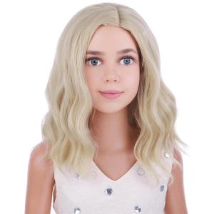 Kids Flame Fire Wig Child Short Ombre Orange Wig for Girls Cosplay Halloween Party Costume Synthetic Wigs(Light Blonde)