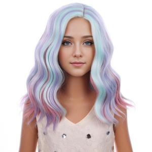 Kids Flame Fire Wig Child Short Ombre Orange Wig for Girls Cosplay Halloween Party Costume Synthetic Wigs(Multicolor)