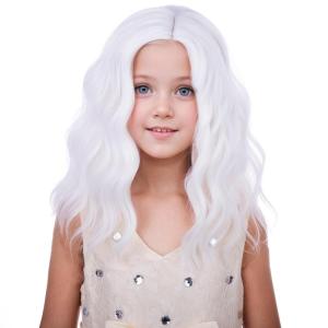 Kids Flame Fire Wig Child Short Ombre Orange Wig for Girls Cosplay Halloween Party Costume Synthetic Wigs(White)