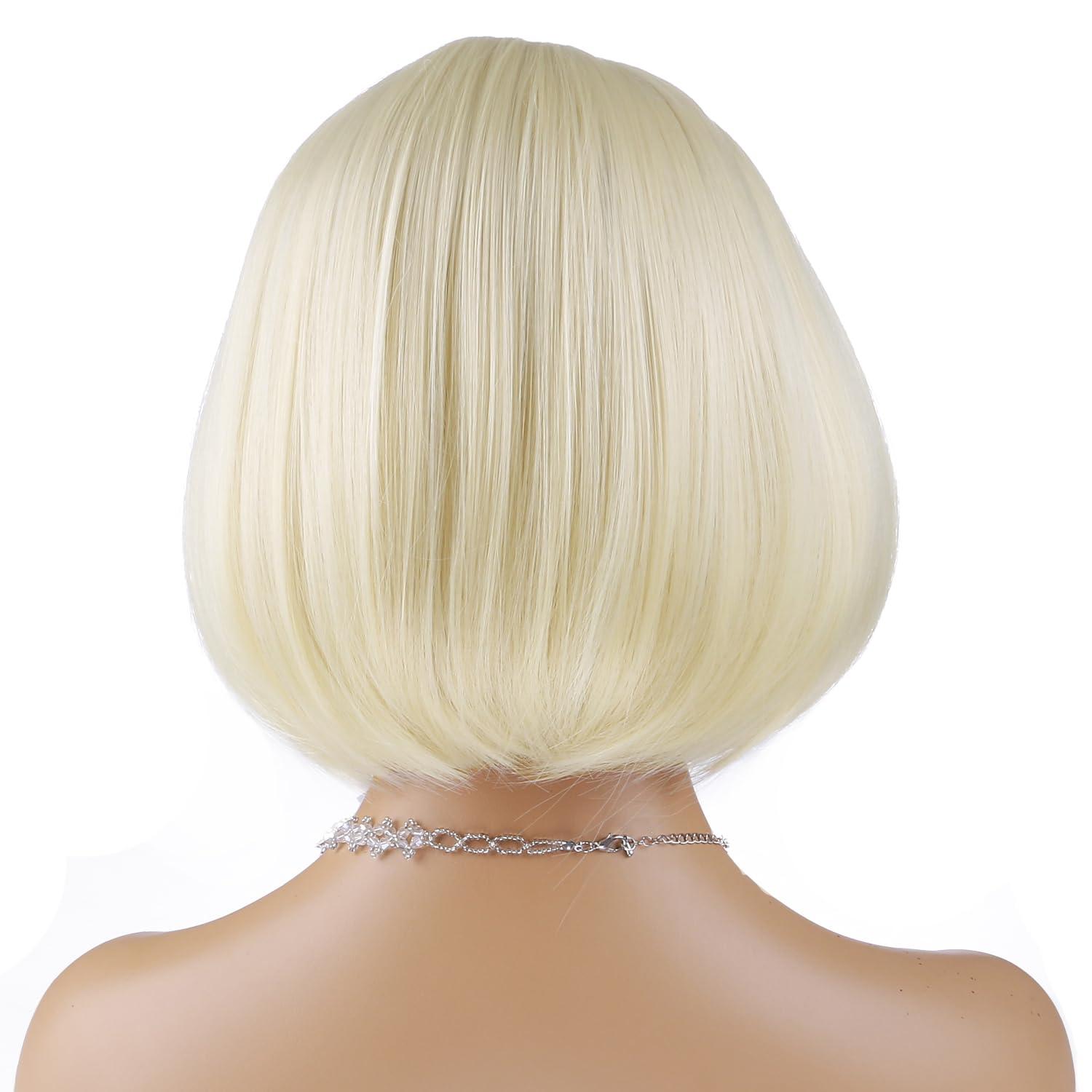 imageBlack Bob Wig for Women Short Black Wigs Straight Middle Part Black Hair Wig Natural Looking Heat Resistant Synthetic WigsLight Blonde