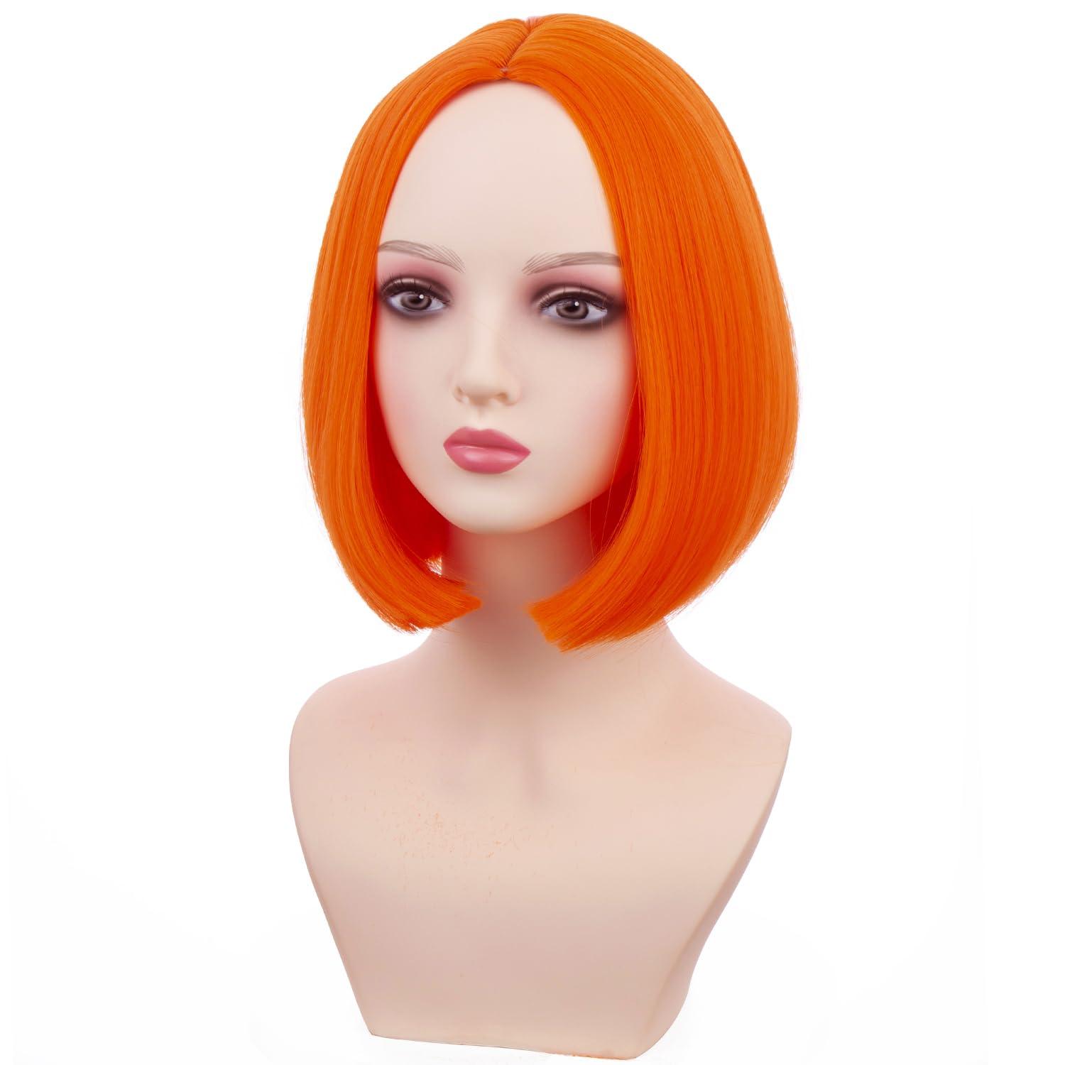 imageBlack Bob Wig for Women Short Black Wigs Straight Middle Part Black Hair Wig Natural Looking Heat Resistant Synthetic WigsOrange