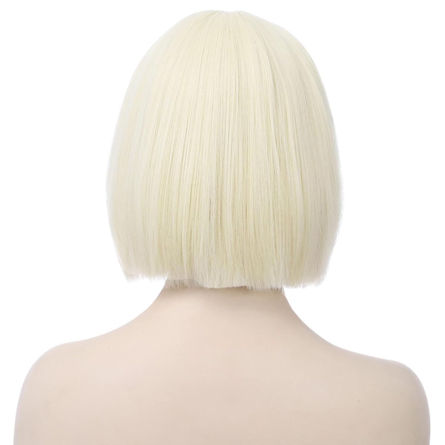 imageBlack Bob Wig for Women Short Black Wigs Straight Middle Part Black Hair Wig Natural Looking Heat Resistant Synthetic WigsPlatinum Blonde