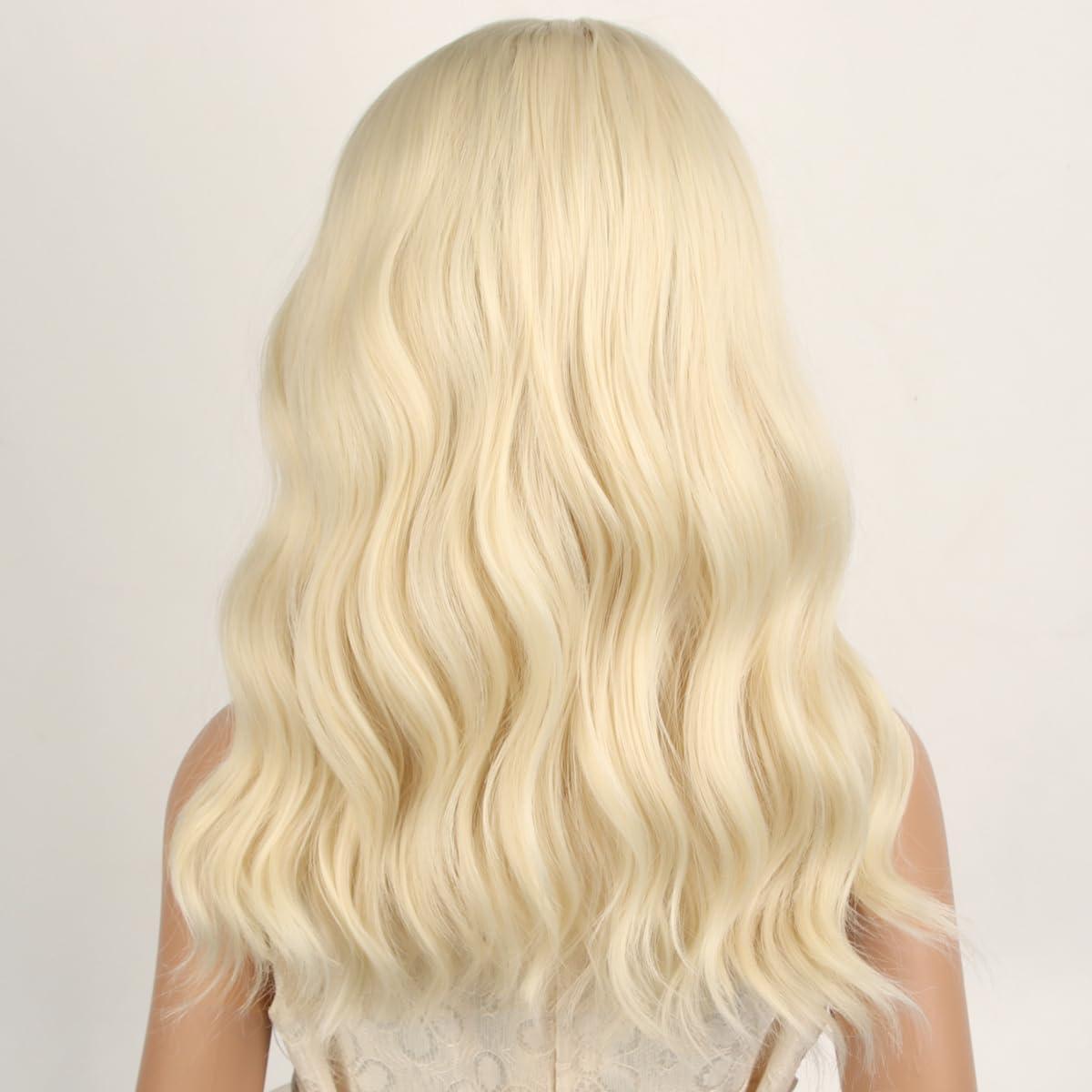 imageBlack Kids Child Wig Shoulder Length Black Wavy Wigs with Bangs for Gilrs Heat Resistant Synthetic Girls Wig Daily Wear WigsBlonde