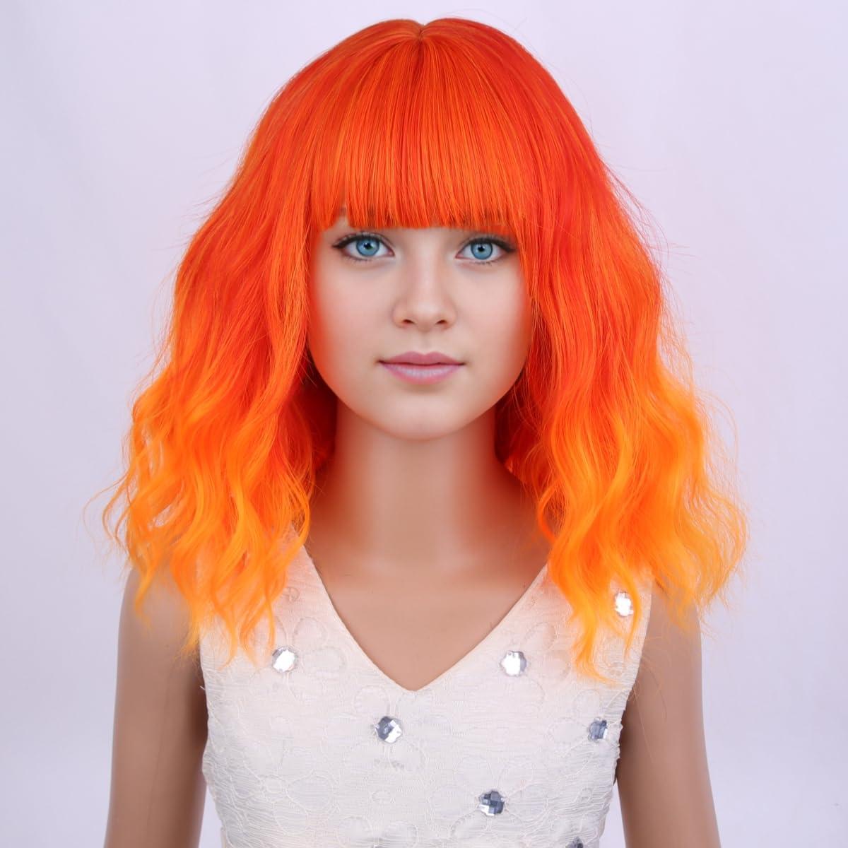 imageBlack Kids Child Wig Shoulder Length Black Wavy Wigs with Bangs for Gilrs Heat Resistant Synthetic Girls Wig Daily Wear WigsFlame