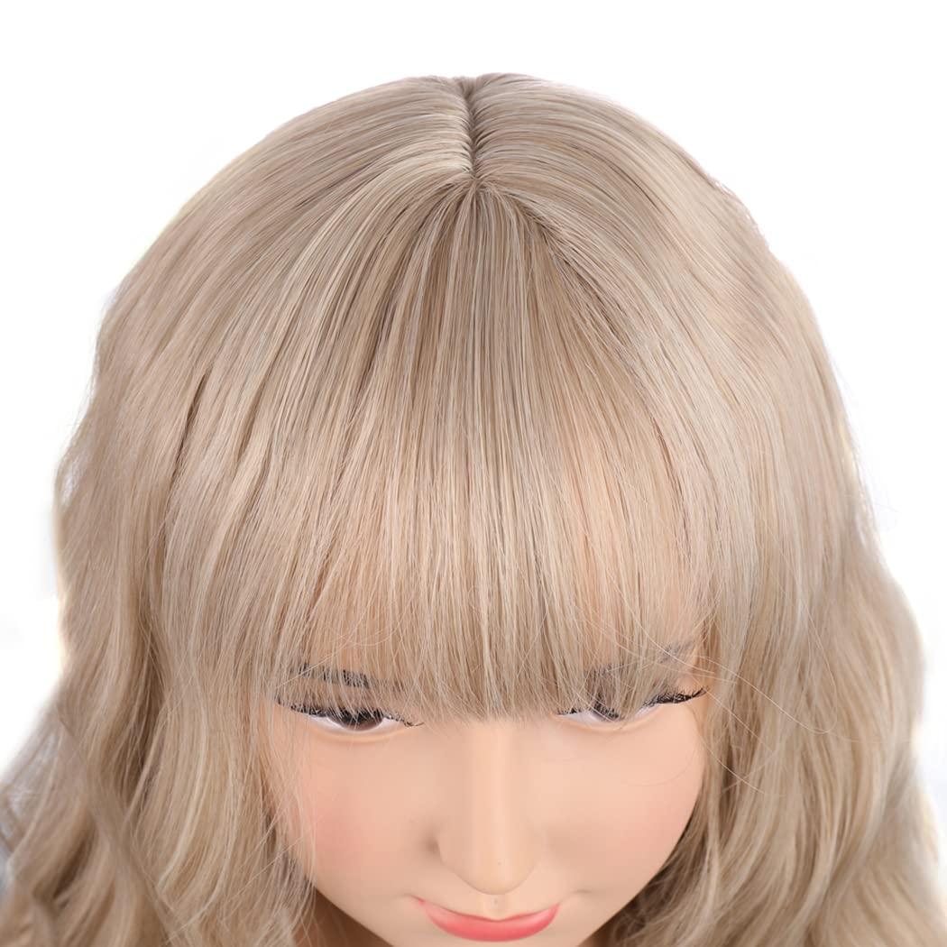 imageBlack Kids Child Wig Shoulder Length Black Wavy Wigs with Bangs for Gilrs Heat Resistant Synthetic Girls Wig Daily Wear WigsFlaxen Blonde