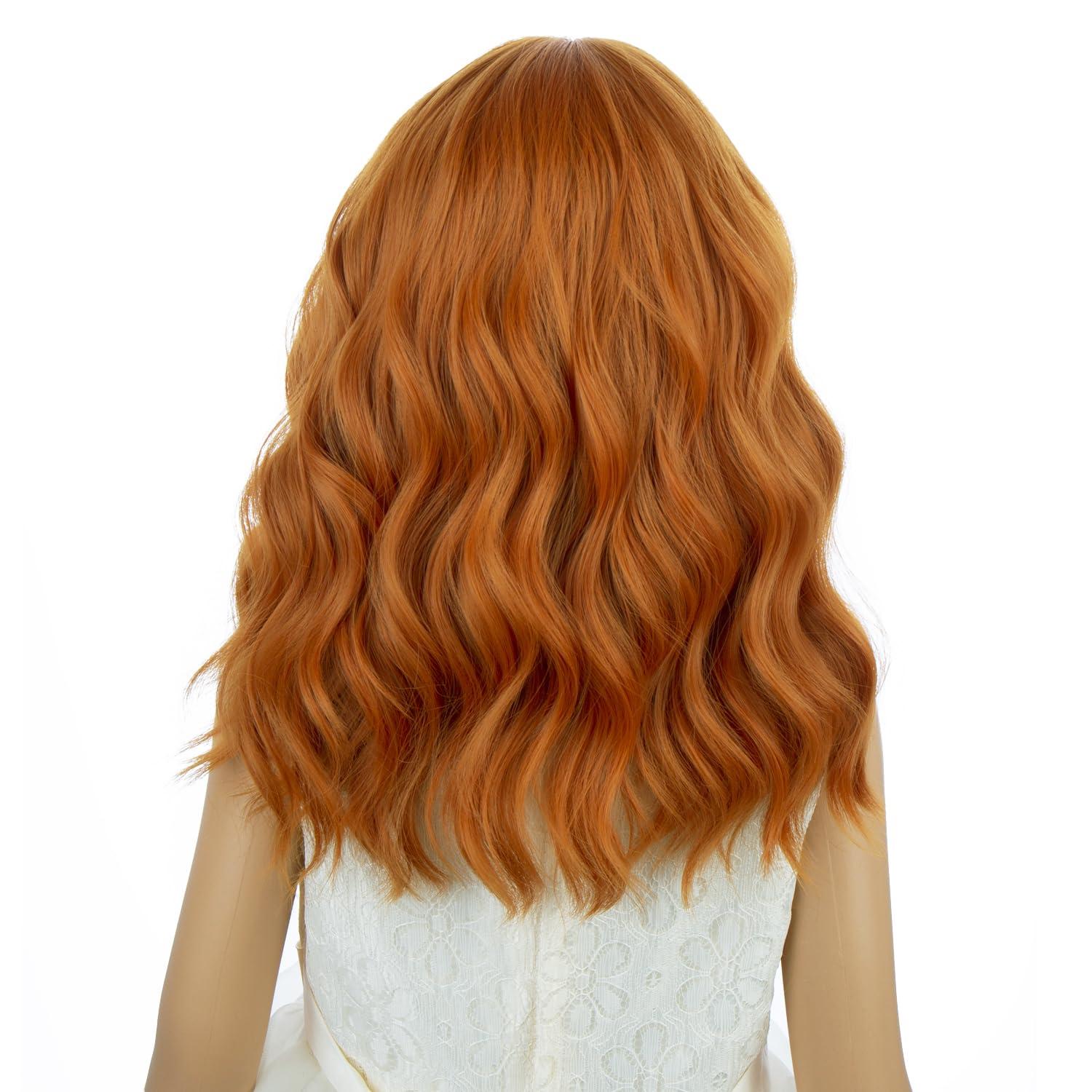 imageBlack Kids Child Wig Shoulder Length Black Wavy Wigs with Bangs for Gilrs Heat Resistant Synthetic Girls Wig Daily Wear WigsGinger