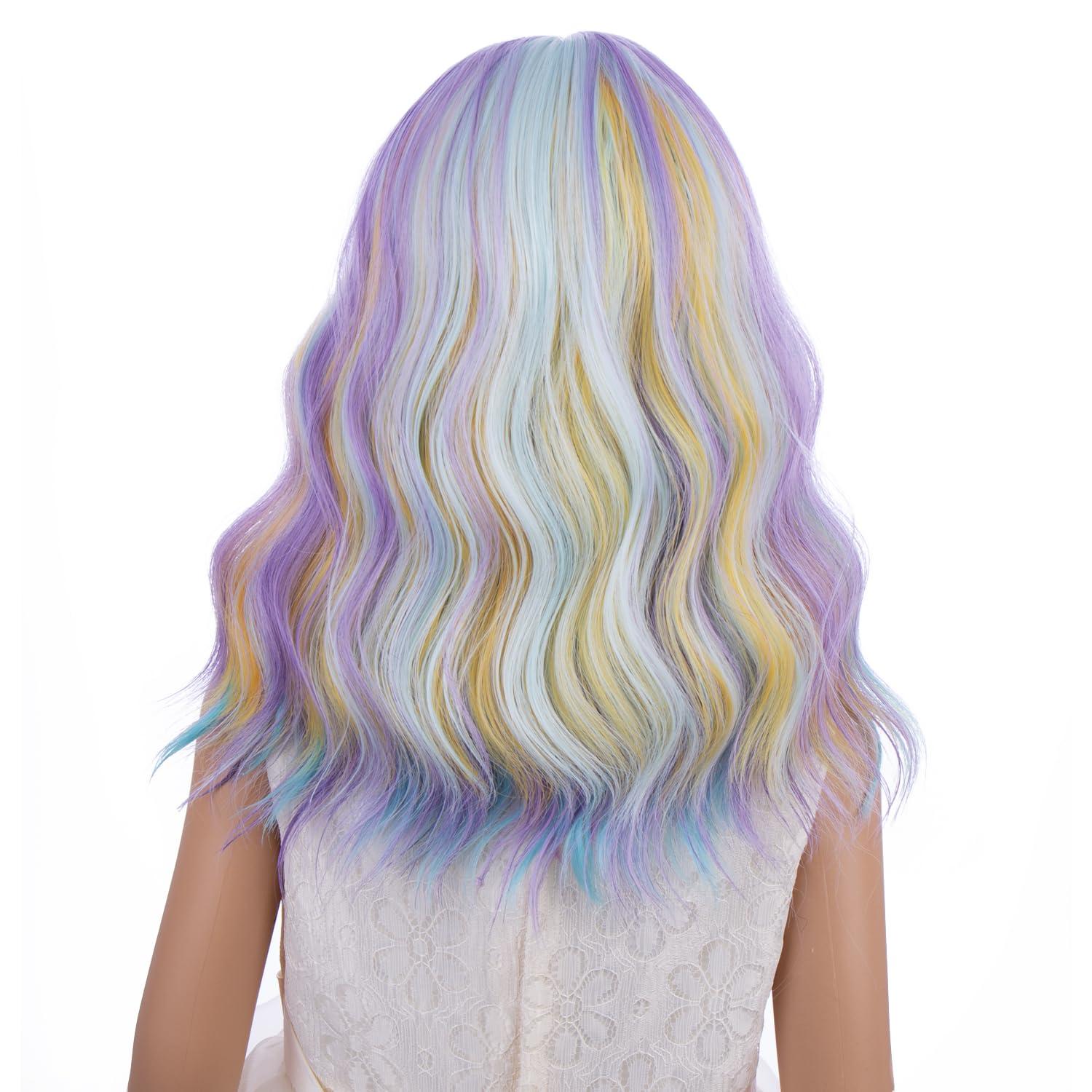 imageBlack Kids Child Wig Shoulder Length Black Wavy Wigs with Bangs for Gilrs Heat Resistant Synthetic Girls Wig Daily Wear WigsMulticolor