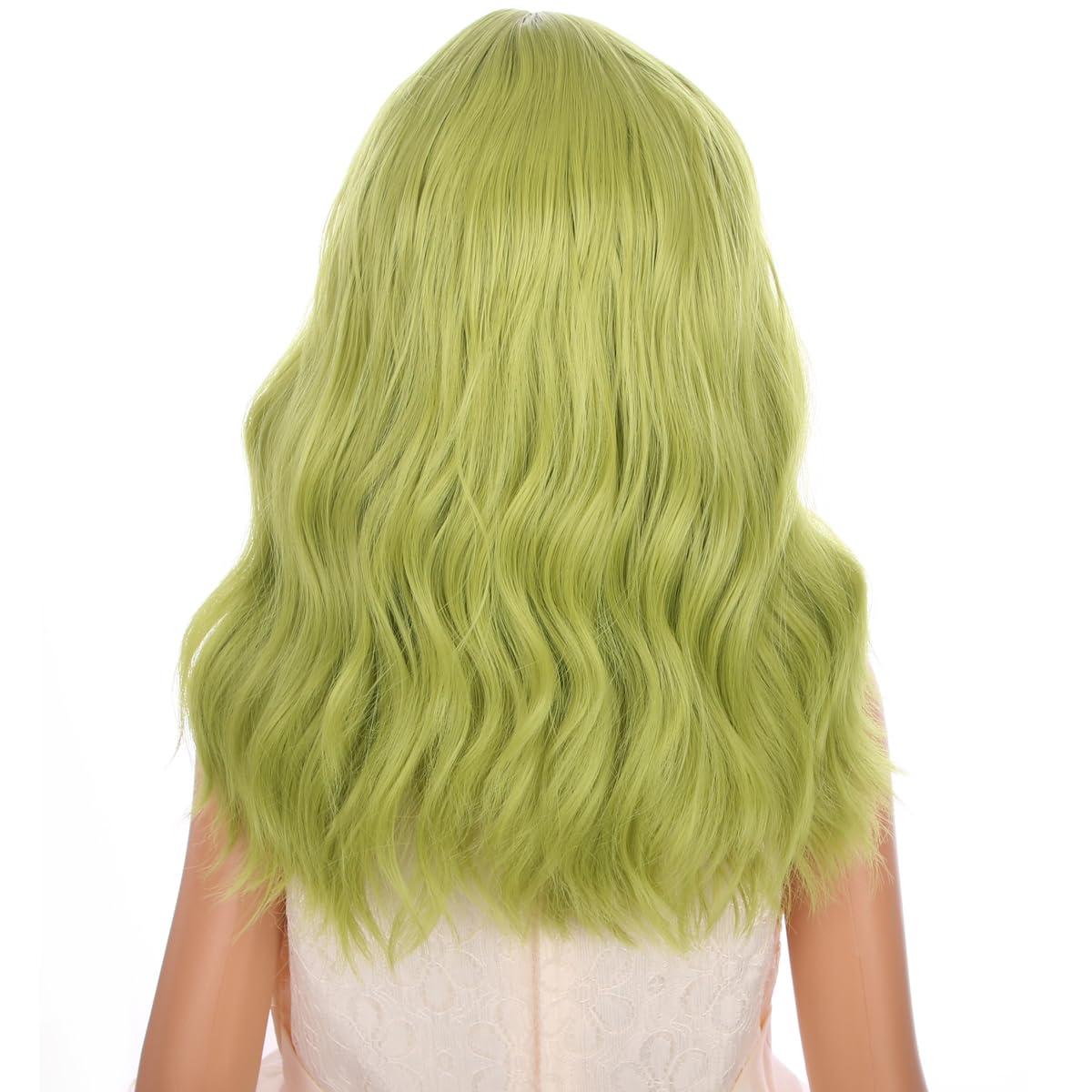 imageBlack Kids Child Wig Shoulder Length Black Wavy Wigs with Bangs for Gilrs Heat Resistant Synthetic Girls Wig Daily Wear WigsOlive Green