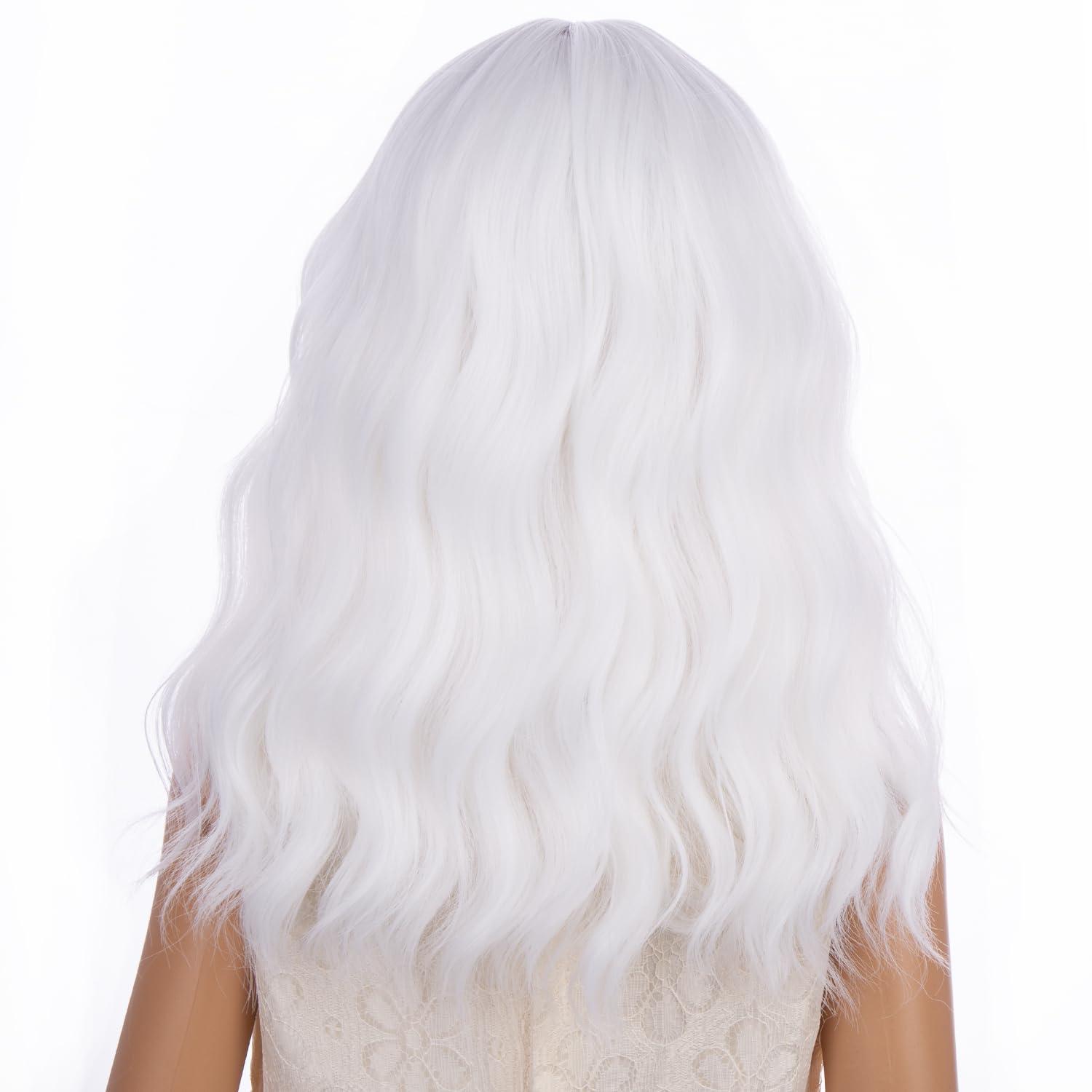 imageBlack Kids Child Wig Shoulder Length Black Wavy Wigs with Bangs for Gilrs Heat Resistant Synthetic Girls Wig Daily Wear WigsWhite