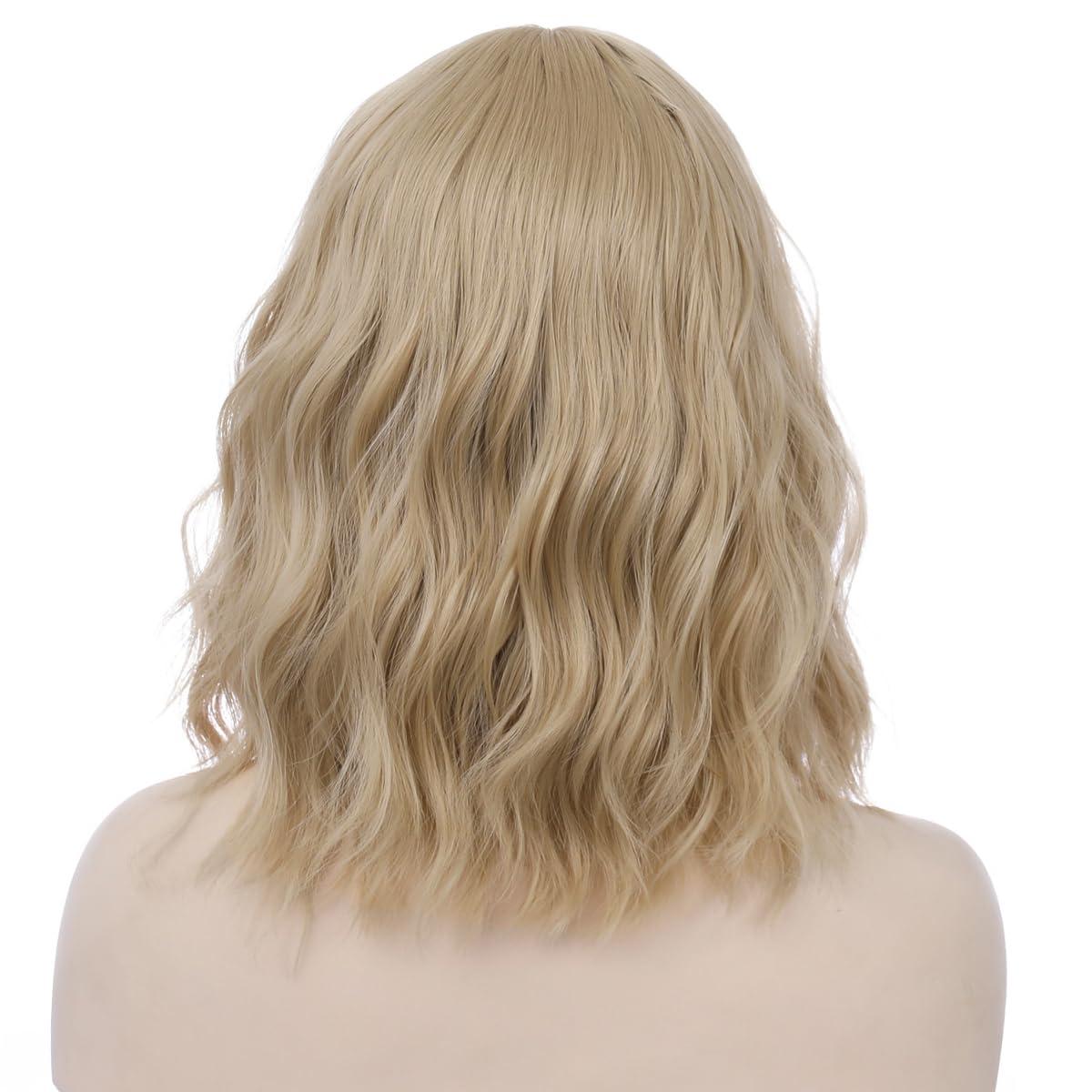 imageBlonde Wig Short Wavy Ash Blonde Wig with Bangs Flaxen Blonde Wigs for Women Girls Heat Resistant Synthetic WigsAsh BlondeAsh Blonde
