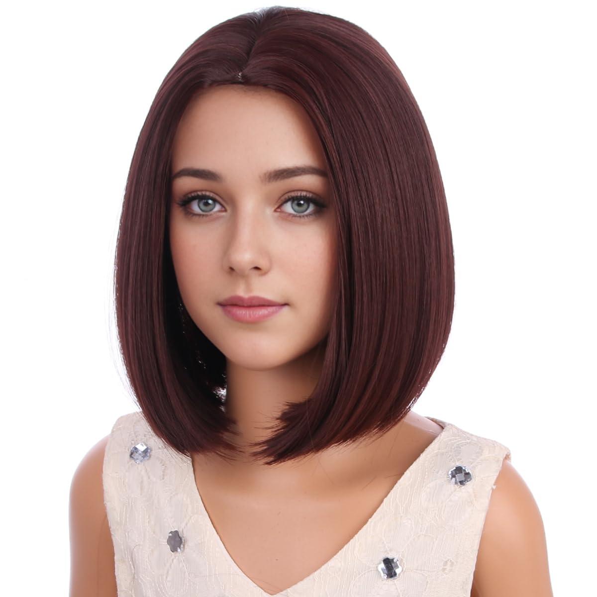 imageKids Orange Bob Wig Child Short Straight Ginger Bob Wig for Girls Cosplay Party Daily Wear Heat Resistant Synthetic Wig OrangeBrown