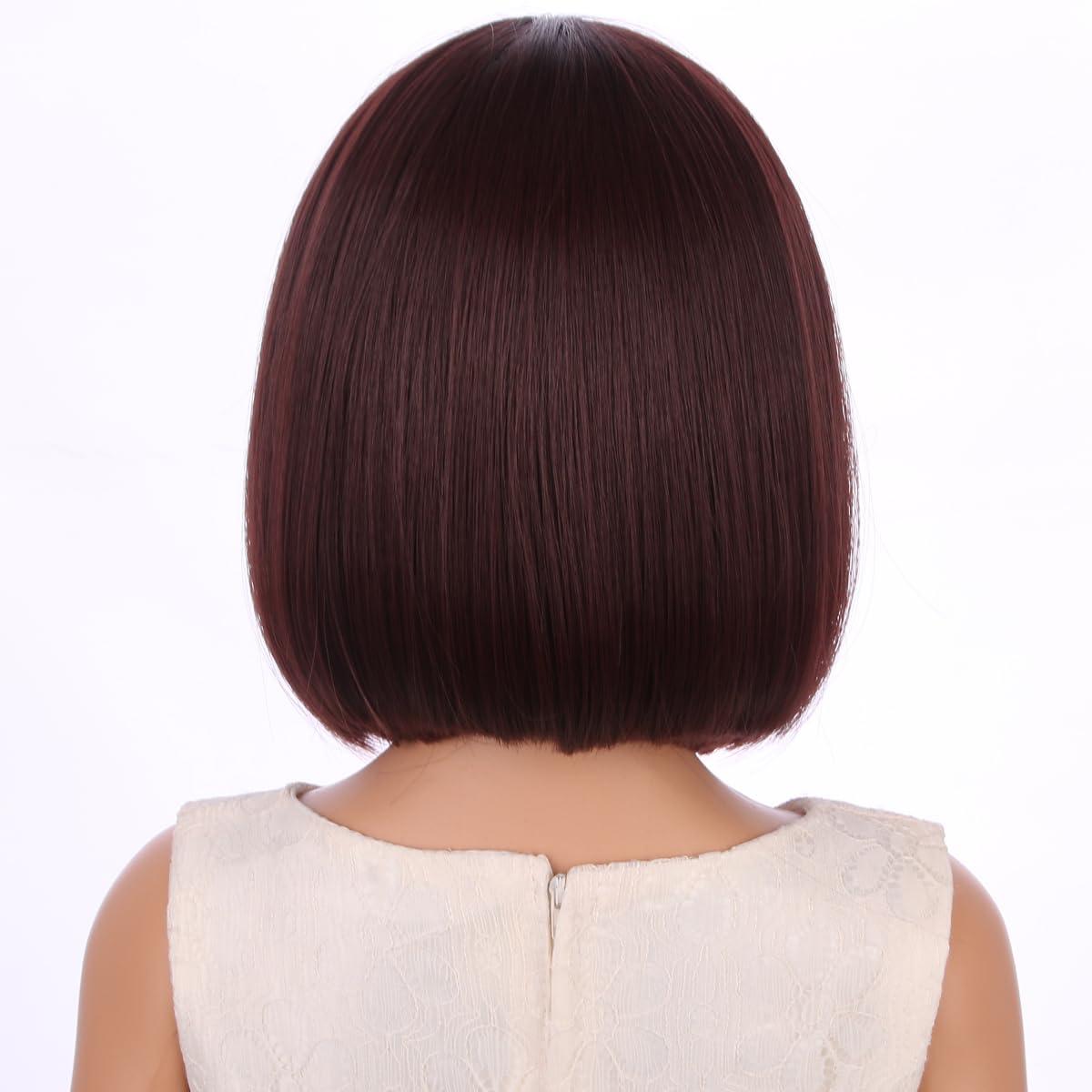 imageKids Orange Bob Wig Child Short Straight Ginger Bob Wig for Girls Cosplay Party Daily Wear Heat Resistant Synthetic Wig OrangeBrown