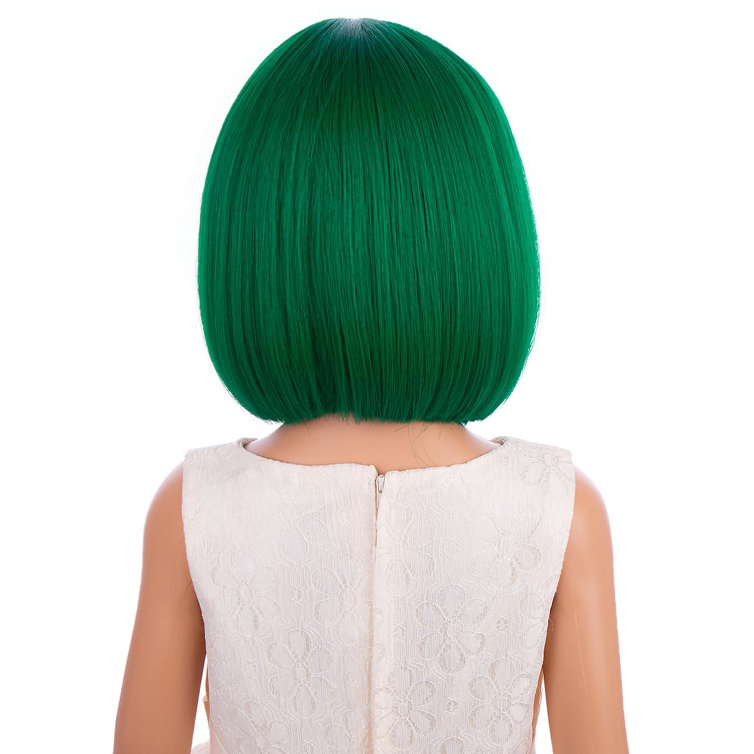 imageKids Orange Bob Wig Child Short Straight Ginger Bob Wig for Girls Cosplay Party Daily Wear Heat Resistant Synthetic Wig OrangeGreen