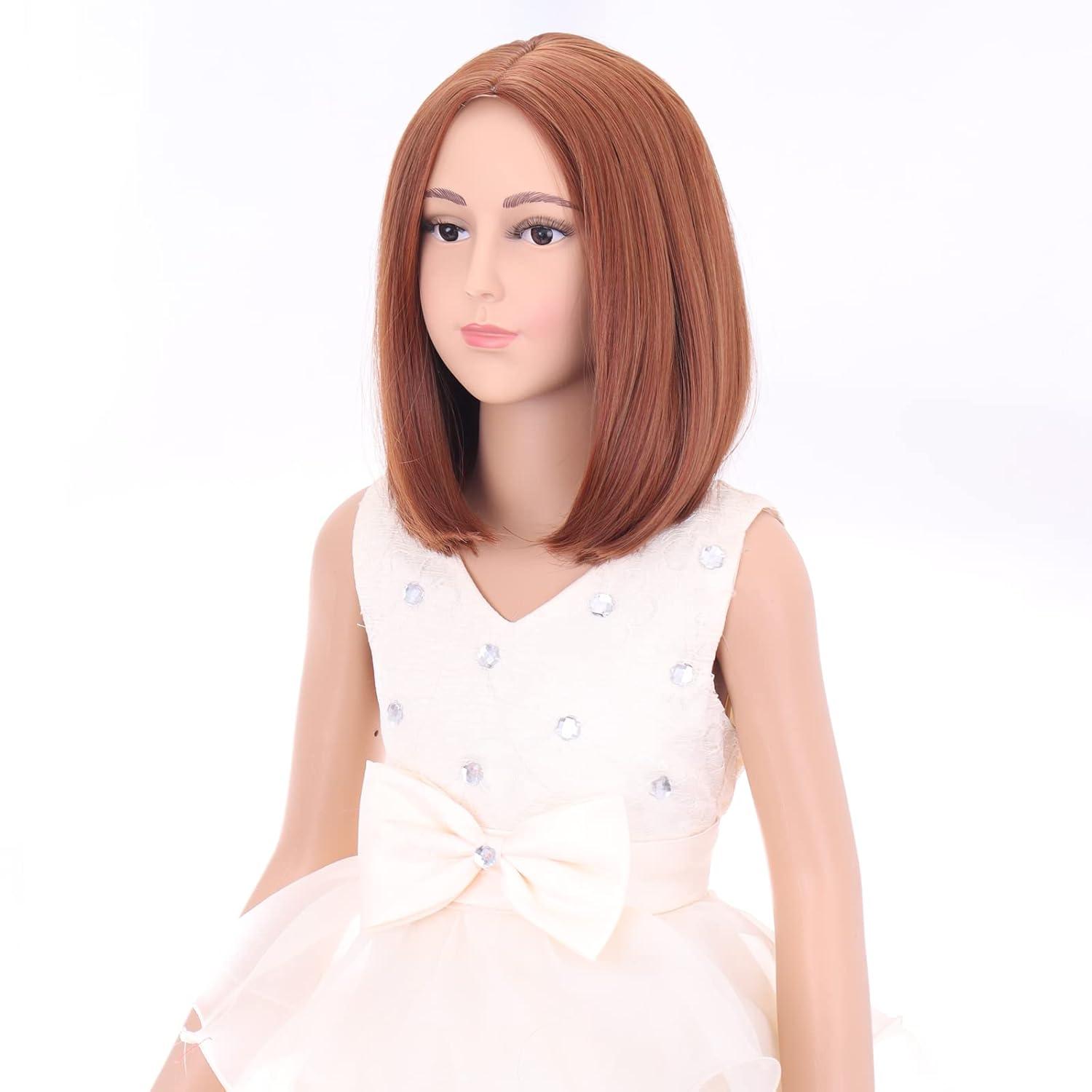 imageKids Orange Bob Wig Child Short Straight Ginger Bob Wig for Girls Cosplay Party Daily Wear Heat Resistant Synthetic Wig OrangeOrange