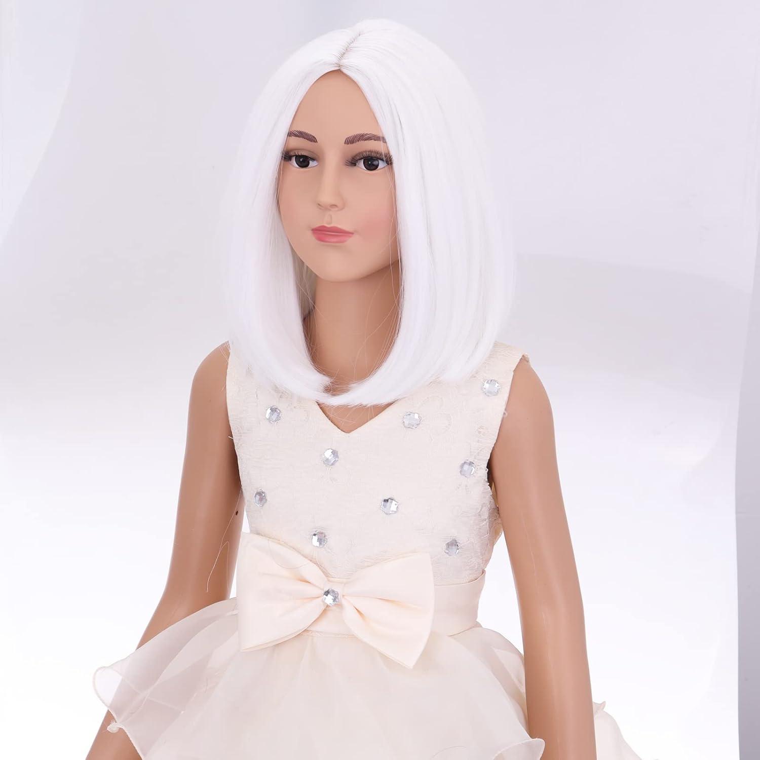 imageKids Orange Bob Wig Child Short Straight Ginger Bob Wig for Girls Cosplay Party Daily Wear Heat Resistant Synthetic Wig OrangeWhite