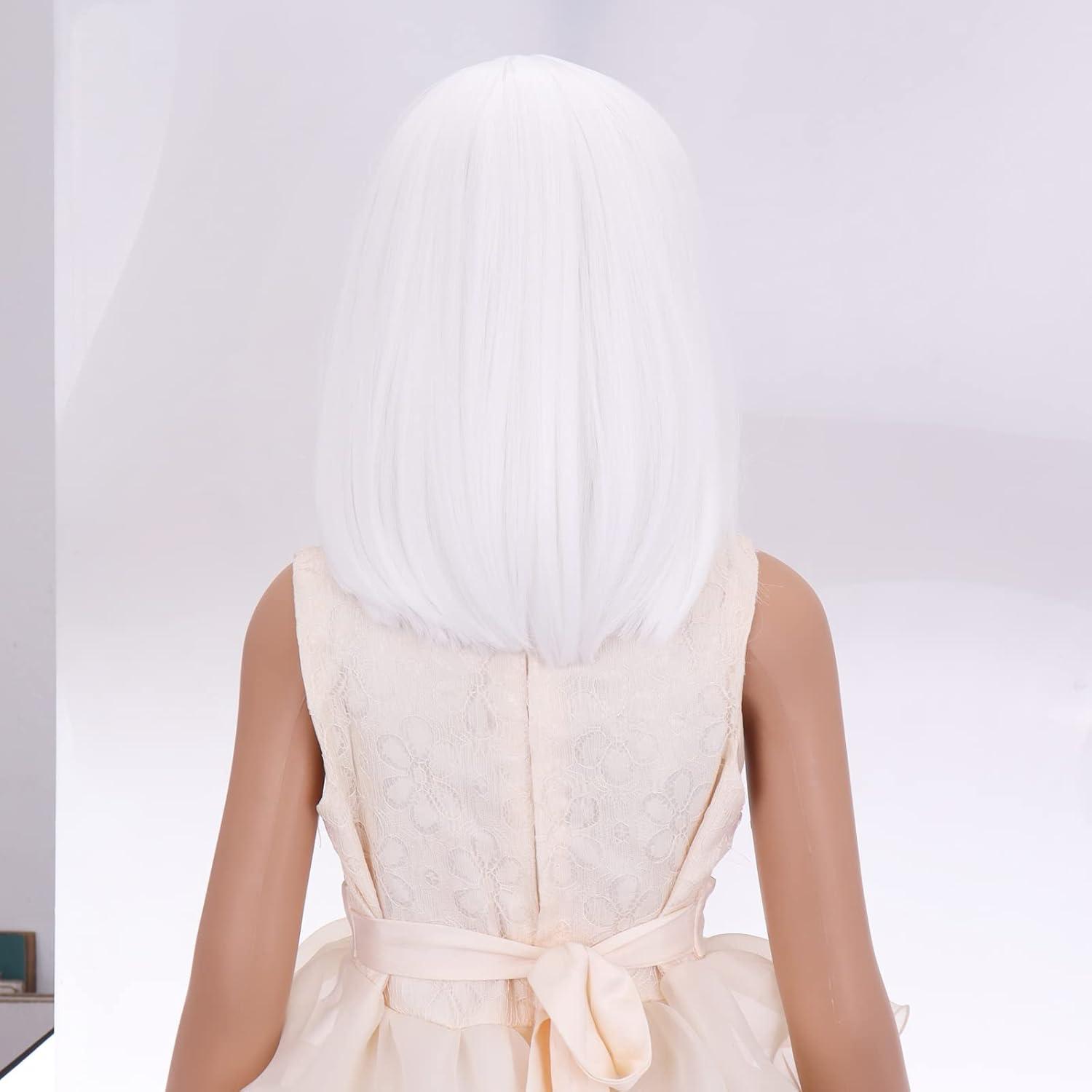 imageKids Orange Bob Wig Child Short Straight Ginger Bob Wig for Girls Cosplay Party Daily Wear Heat Resistant Synthetic Wig OrangeWhite