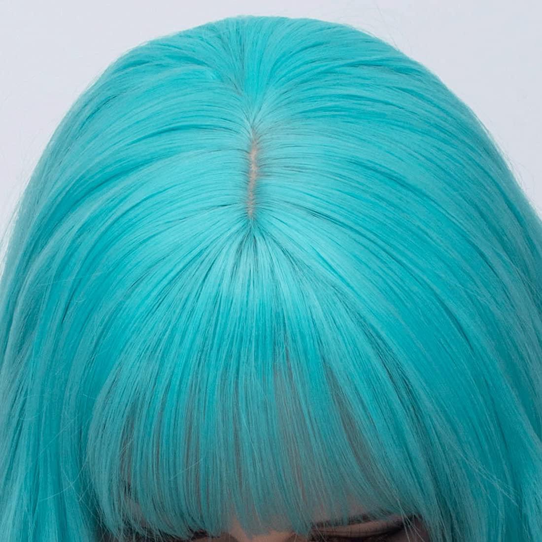 imageLong Blonde Wig with Bangs Long Curly Wavy Blonde Wigs for Women Mixed Blonde Synthetic Wig Mixed BlondeSky Blue