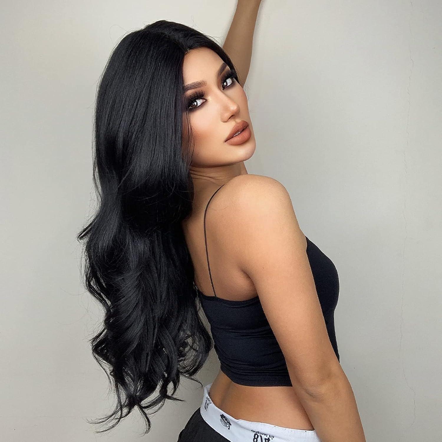 imageOmbre Blonde Wigs for Women Long Brown Mixed Blonde Wigs Long Wavy Curly Highlights Wig Heat Resistant Synthetic Wig with Wig Cap Ombre Brown BlondeBlack