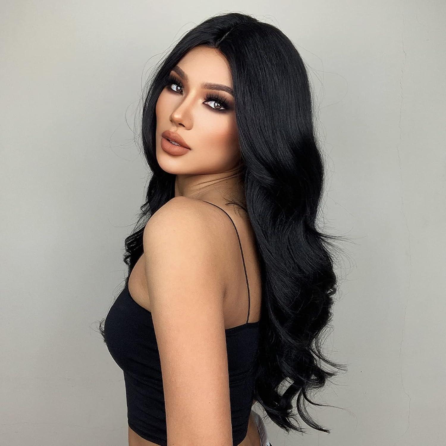 imageOmbre Blonde Wigs for Women Long Brown Mixed Blonde Wigs Long Wavy Curly Highlights Wig Heat Resistant Synthetic Wig with Wig Cap Ombre Brown BlondeBlack