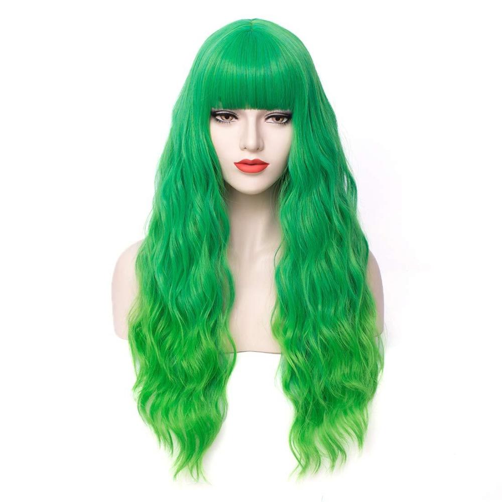 imageLong Blonde Wig with Bangs Long Curly Wavy Blonde Wigs for Women Mixed Blonde Synthetic Wig Mixed BlondeGreen