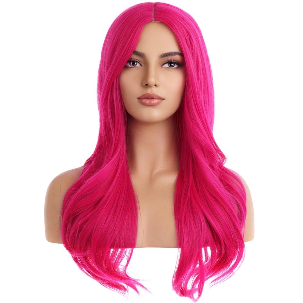 imageOmbre Blonde Wigs for Women Long Brown Mixed Blonde Wigs Long Wavy Curly Highlights Wig Heat Resistant Synthetic Wig with Wig Cap Ombre Brown BlondeHot Pink
