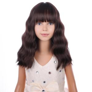 Black Kids Child Wig Shoulder Length Black Wavy Wigs with Bangs for Gilrs Heat Resistant Synthetic Girls Wig Daily Wear Wigs(Brown)