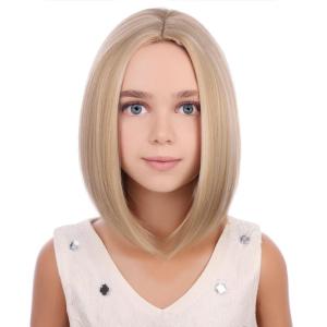 Kids Orange Bob Wig Child Short Straight Ginger Bob Wig for Girls Cosplay Party Daily Wear Heat Resistant Synthetic Wig (Orange)(Blonde)