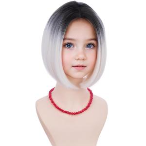 Kids Orange Bob Wig Child Short Straight Ginger Bob Wig for Girls Cosplay Party Daily Wear Heat Resistant Synthetic Wig (Orange)(Ombre Blonde)