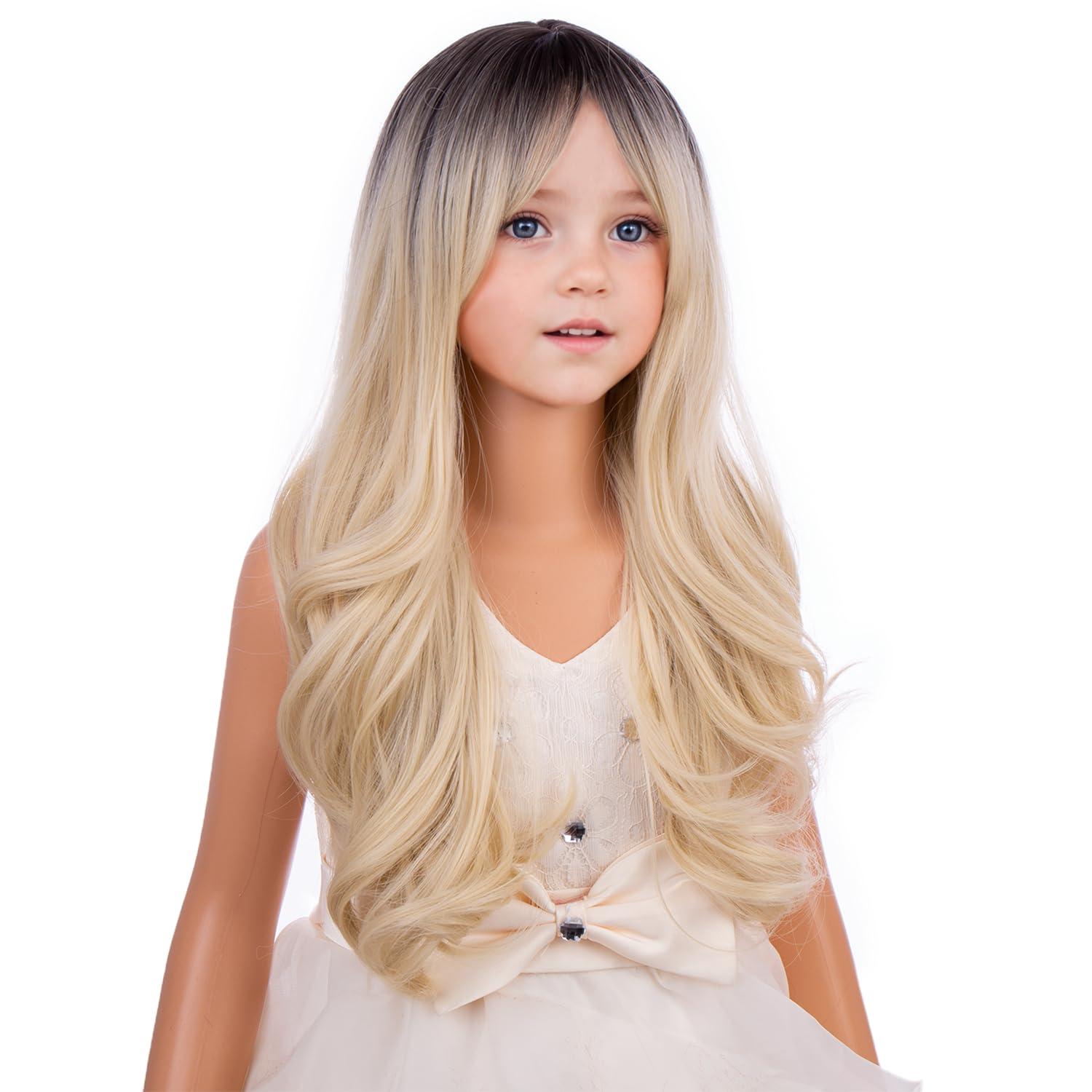 image14 Inches Rainbow Wig Short Wavy Pastel Wig with Bangs Multi Color Wigs for Women Girls Heat Resistant Synthetic Cosplay Costume WigsOmbre Blonde